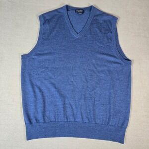 Brooks‎ Brothers Saxon Wool Vest XXL Blue Sweater Knit Top Layer Golf Pullover